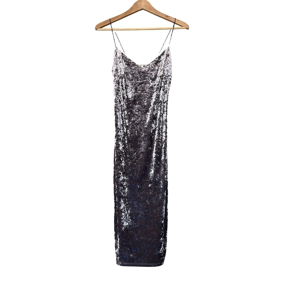 Vintage 90's Y2K Charlotte Russe Velvet Stretch MIDI Slip Dress Sz S Made In USA